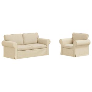 vidaXL Canap&eacute; 2 pcs Cr&egrave;me