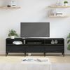 vidaXL Meuble TV Ch&ecirc;ne noir 150 x 30 x 45 cm Bois d'ing&eacute;nierie et fer