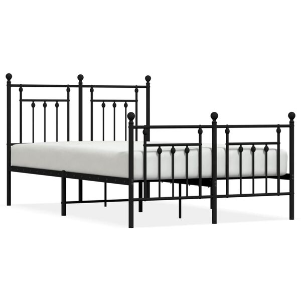 vidaXL Cadre de lit m&eacute;tal sans matelas avec pied de lit noir 120x200cm