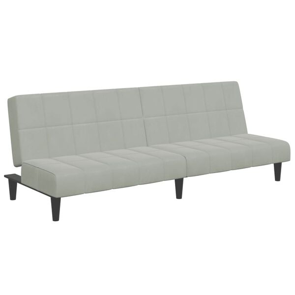 vidaXL Canap&eacute;-lit &agrave; 2 places avec repose-pied gris clair velours