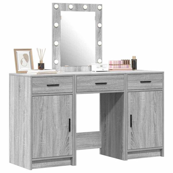 vidaXL Table de Toilette Gris 50 x 41 x 135 cm Bois d'ing&eacute;nierie