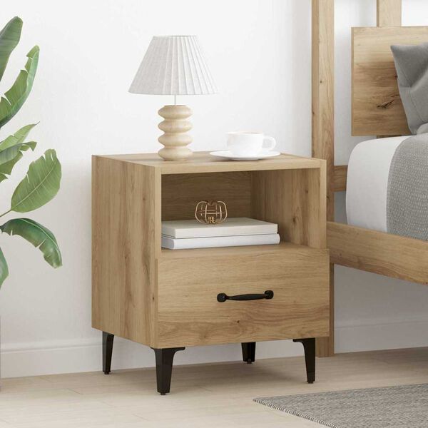 vidaXL Cabinet de chevet avec tiroir Ch&ecirc;ne artisanal 40 x 35 x 47,5 cm