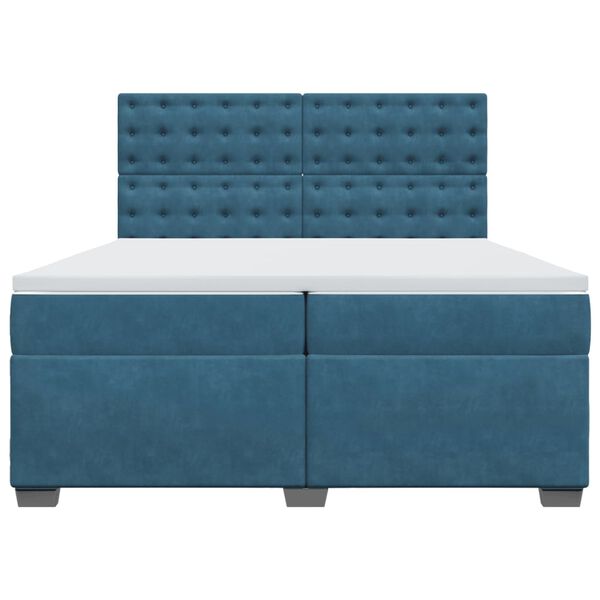 vidaXL Sommier &agrave; lattes de lit et matelas Bleu 200x200 cm velours