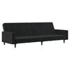 vidaXL Canap&eacute;-lit &agrave; 2 places avec repose-pied Noir Velours