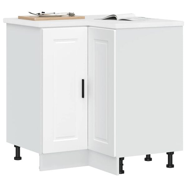 vidaXL Armoire d'angle de cuisine Porto blanc bois d'ing&eacute;nierie