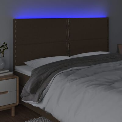 vidaXL Tête de lit à LED Marron foncé 160x5x118/128 cm Tissu