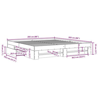 vidaXL Cadre de lit sans matelas blanc 200x200 cm bois d'ingénierie