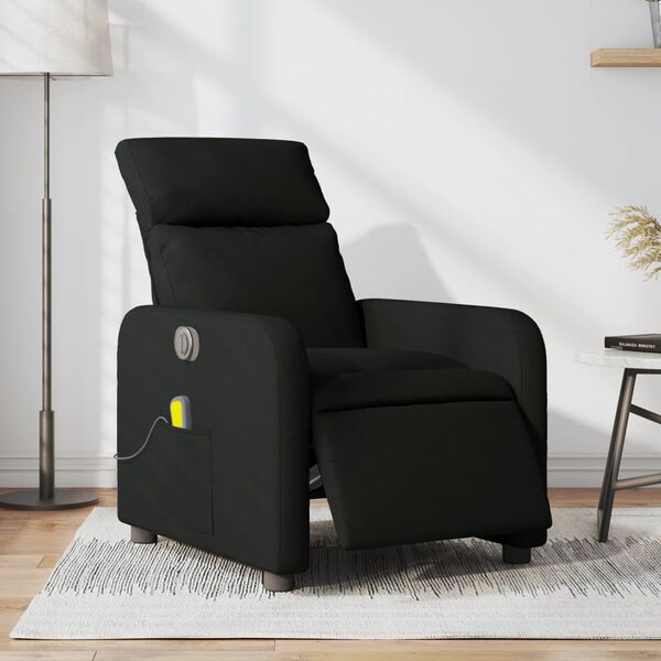 vidaXL Fauteuil de massage inclinable &eacute;lectrique Noir Tissu