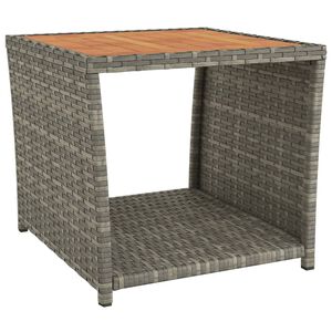 vidaXL Table &agrave; th&eacute; et dessus en bois Gris R&eacute;sine tress&eacute;e Acacia massif