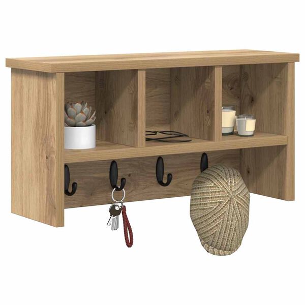 vidaXL Porte-manteau mural ch&ecirc;ne artisanal 50 x 16 x 26 cm