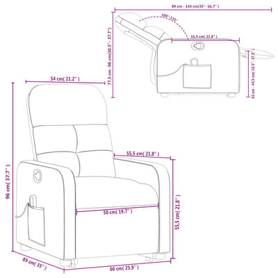 vidaXL Fauteuil inclinable de massage Vert foncé Tissu