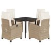 vidaXL Ensemble &agrave; manger de jardin avec coussins 5pcs Beige poly rotin