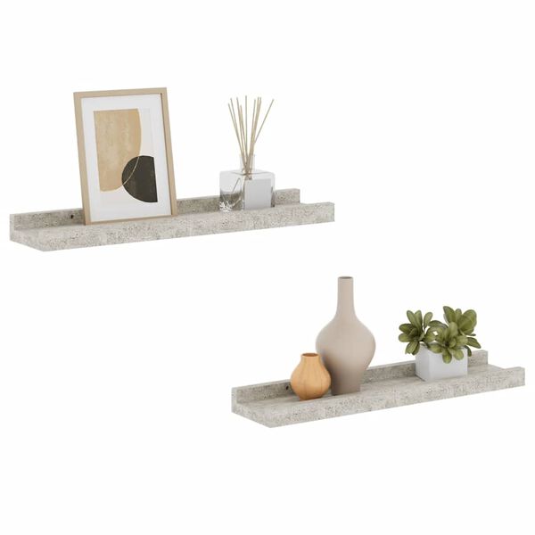 vidaXL &Eacute;tag&egrave;res murales 2 pcs Gris b&eacute;ton 40x9x3 cm