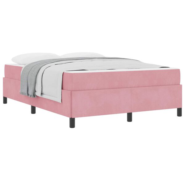 vidaXL Cadre de lit avec matelas Rose 140 x 200 cm tissu