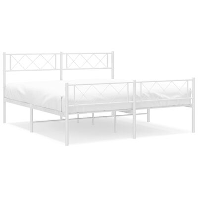 vidaXL Cadre de lit métal sans matelas et pied de lit blanc 120x200 cm