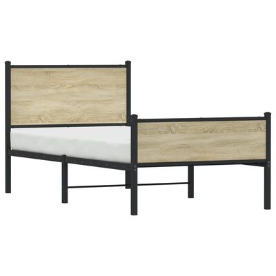 vidaXL Cadre de lit en métal sans matelas chêne sonoma 100x190 cm