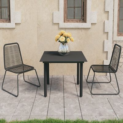 vidaXL Ensemble à manger de jardin 3 pcs PVC résine tressée noir