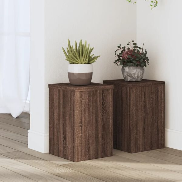 vidaXL Supports pour plantes 2 pcs ch&ecirc;ne marron bois d'ing&eacute;nierie