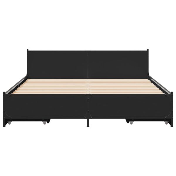 vidaXL Cadre de lit avec tiroirs sans matelas noir 135x190 cm