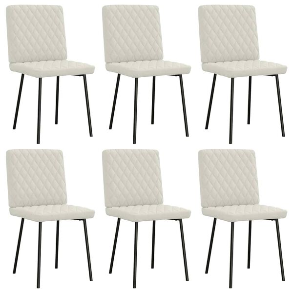 vidaXL Chaises &agrave; manger lot de 6 cr&egrave;me velours