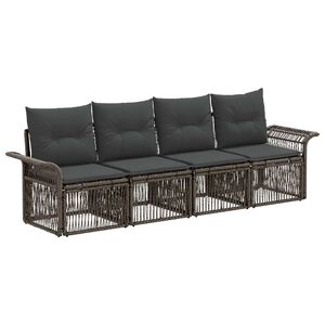 vidaXL Ensemble de canap&eacute; de jardin 4 pc Gris polyrotin