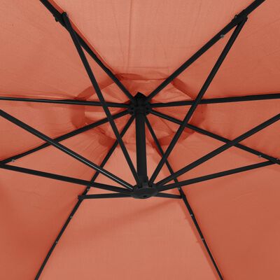 vidaXL Parasol de jardin en porte-à-faux avec lumières LED terre cuite