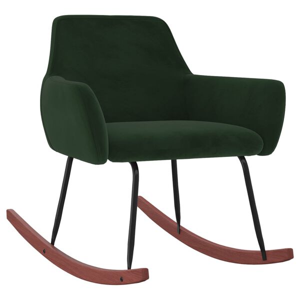 vidaXL Chaise &agrave; bascule Vert fonc&eacute; Velours