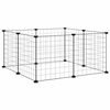 vidaXL Cage pour animaux de compagnie &agrave; 8 panneaux, noire, 70 x 70 x 35 cm, en acier