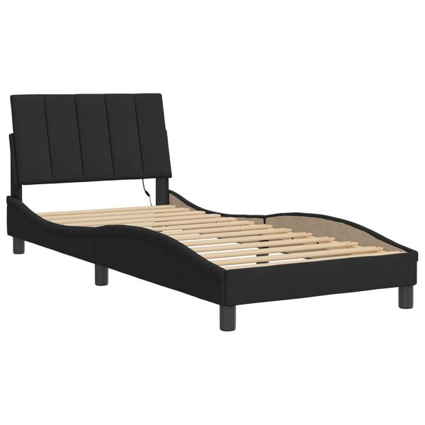 vidaXL Cadre de lit avec LED sans matelas Hanko noir 90x200 cm velours