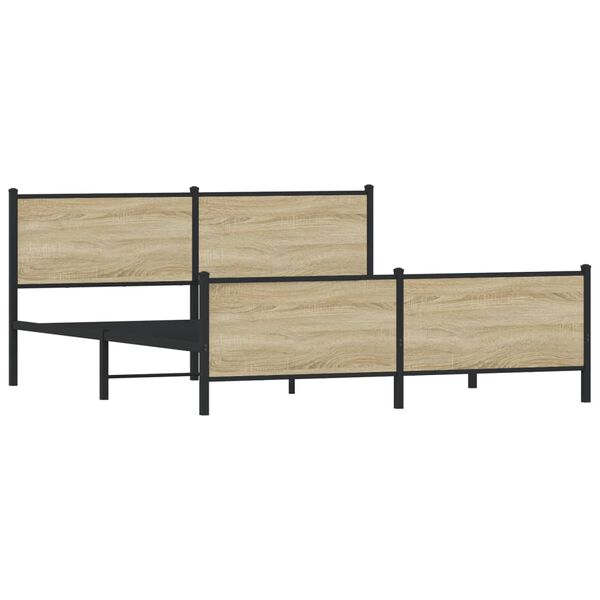 vidaXL Cadre de lit en m&eacute;tal sans matelas ch&ecirc;ne sonoma 200x200 cm
