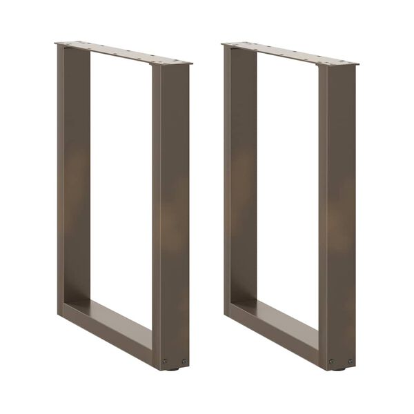 vidaXL Pieds de table &agrave; manger en forme de U, 2 pi&egrave;ces, acier naturel, 60 x (72-73) cm