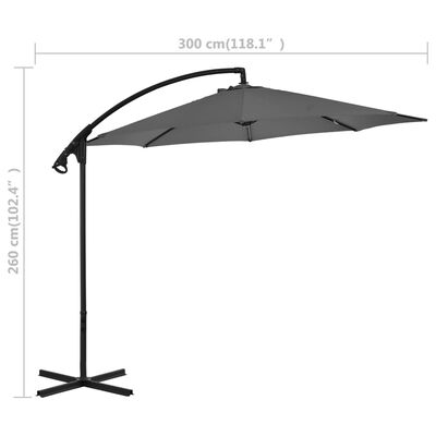 vidaXL Parasol de jardin en porte-à-feux avec mât en acier anthracite