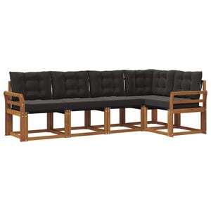 vidaXL Ensemble de canap&eacute;s d'ext&eacute;rieur 5 pc Naturel et Noir