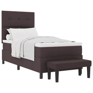 vidaXL Lit &agrave; ressorts avec t&ecirc;te de lit Marron fonc&eacute; 90 x 200 cm tissu