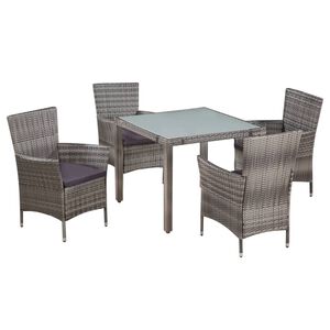 vidaXL Ensemble &agrave; manger d'ext&eacute;rieur 5pcs coussins r&eacute;sine tress&eacute;e gris