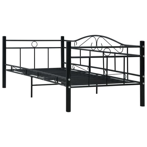 vidaXL Cadre de lit de repos sans matelas Noir M&eacute;tal 90x200cm