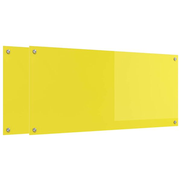 vidaXL Protection de cuisine 2 pcs Jaune 110 x 50 cm verre tremp&eacute;