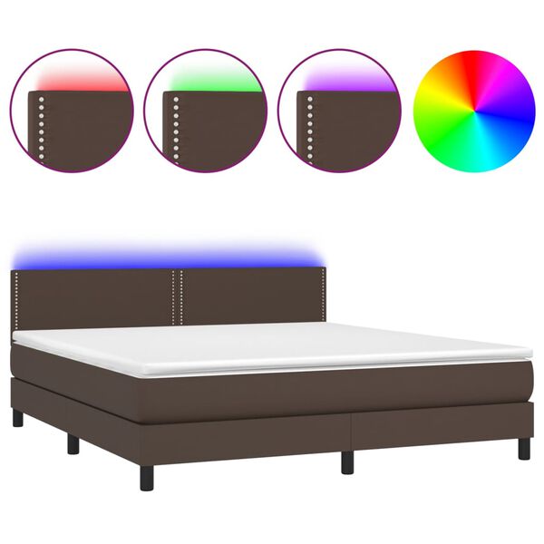 vidaXL Sommier &agrave; lattes de lit avec matelas et LED Marron 160x200cm