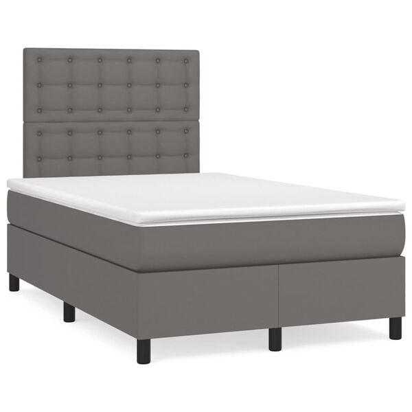 vidaXL Sommier &agrave; lattes de lit avec matelas Gris 120x200 cm Similicuir