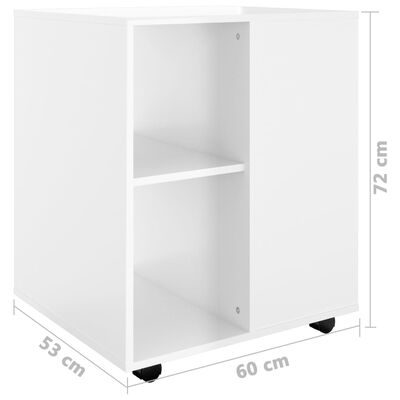 vidaXL Armoire à roulettes Blanc brillant 60x53x72cm Bois d’ingénierie