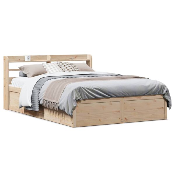 vidaXL Cadre de lit avec t&ecirc;te de lit 120x190 cm bois de pin massif