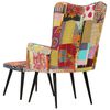 vidaXL Fauteuil avec repose-pieds Multicolore Toile patchwork