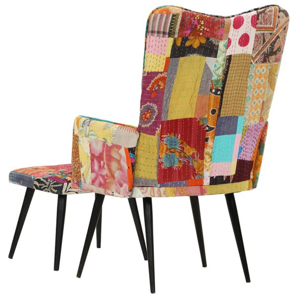 vidaXL Fauteuil avec repose-pieds Multicolore Toile patchwork