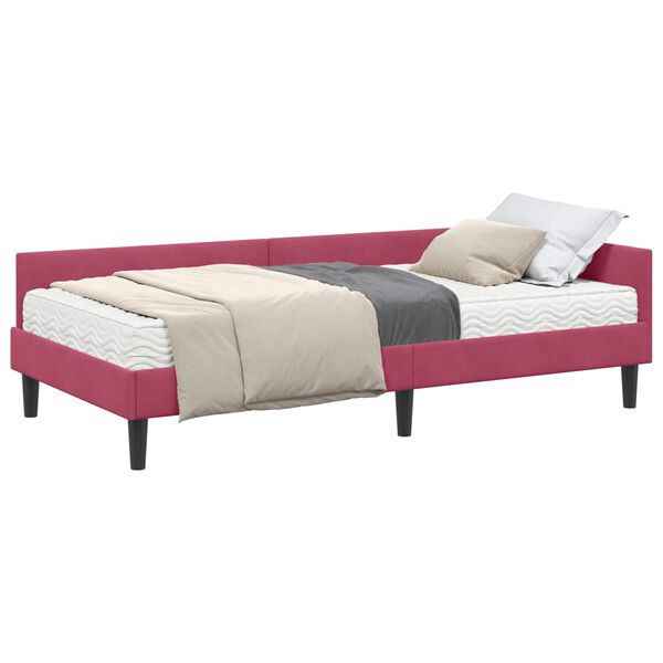 vidaXL Cadre de lit d'angle avec matelas Autre 2 pcs Vert Velours