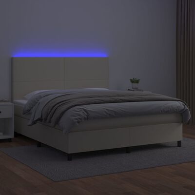 vidaXL Sommier à lattes de lit avec matelas et LED Crème 180x200 cm