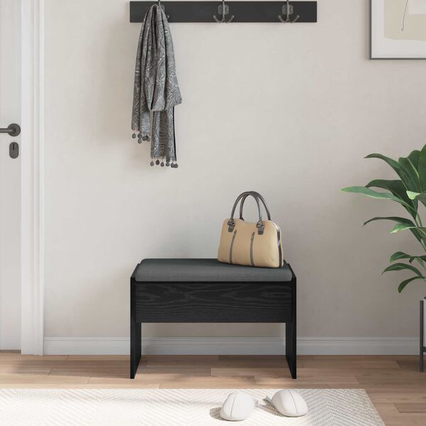 vidaXL Banc d'entr&eacute;e avec coussin Ch&ecirc;ne noir 63 x 38 x 40 cm
