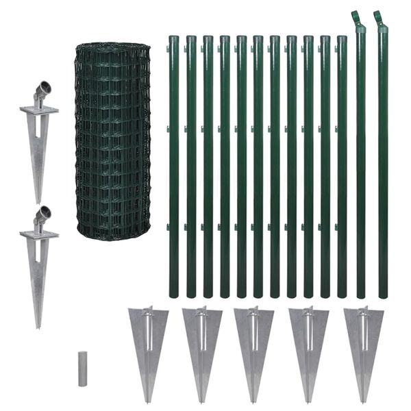 vidaXL Cl&ocirc;ture euro Acier 25 x 1,0 m Vert