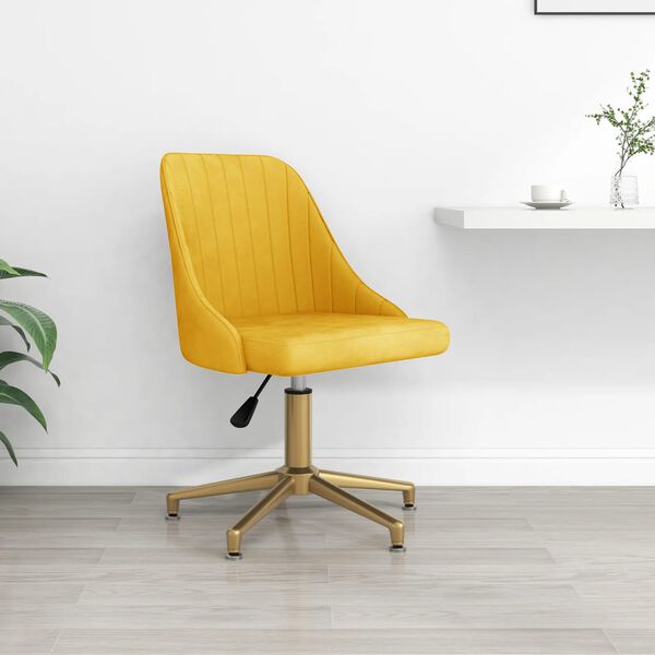 vidaXL Chaise pivotante de salle &agrave; manger Jaune Velours