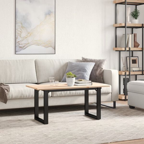 vidaXL Table basse cadre en O 100x50x45 cm bois de pin massif et acier