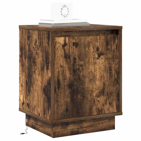 vidaXL Cabinet de chevet avec Ch&ecirc;ne fum&eacute; 39 x 34.5 x 50 cm